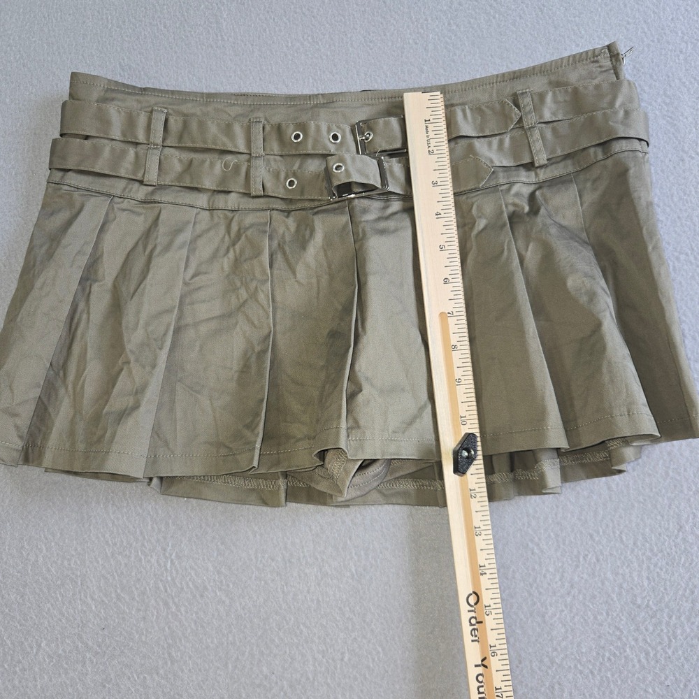 Fashion Nova Pleated Skort Womens Large Olive Green‎ Double Belted Mini Utility - Picture 7 of 8